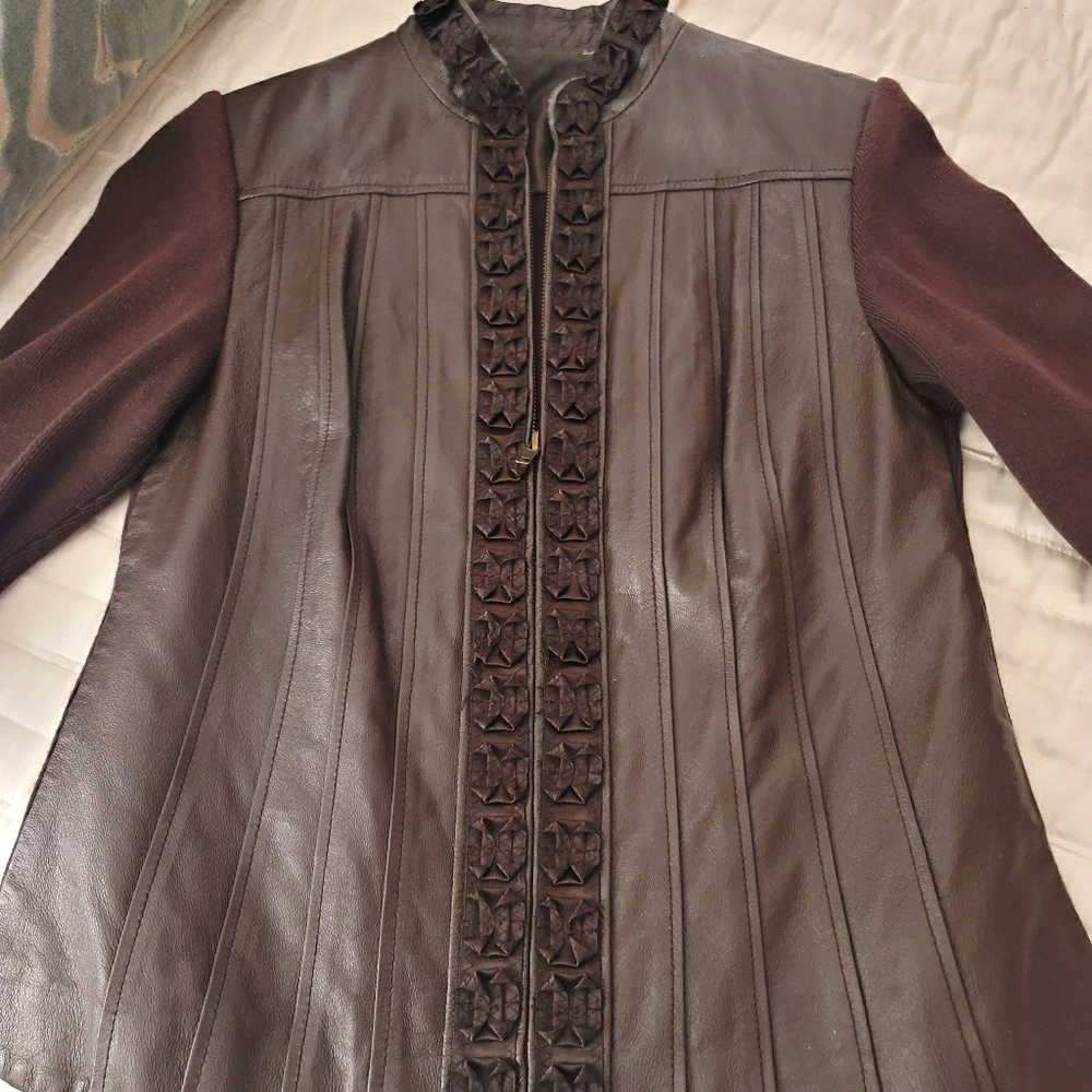Leather Jacket with Sweater Back & Sleeves